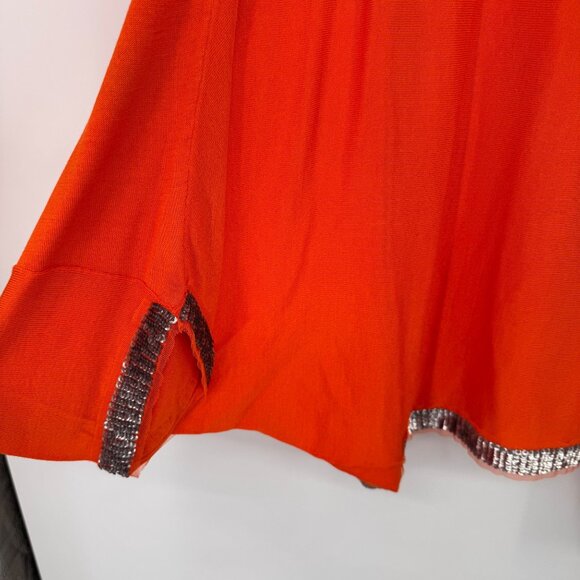 Laurel  Womens silk Orange sweater Top poncho Sequin Trim size medium new - Picture 7 of 15